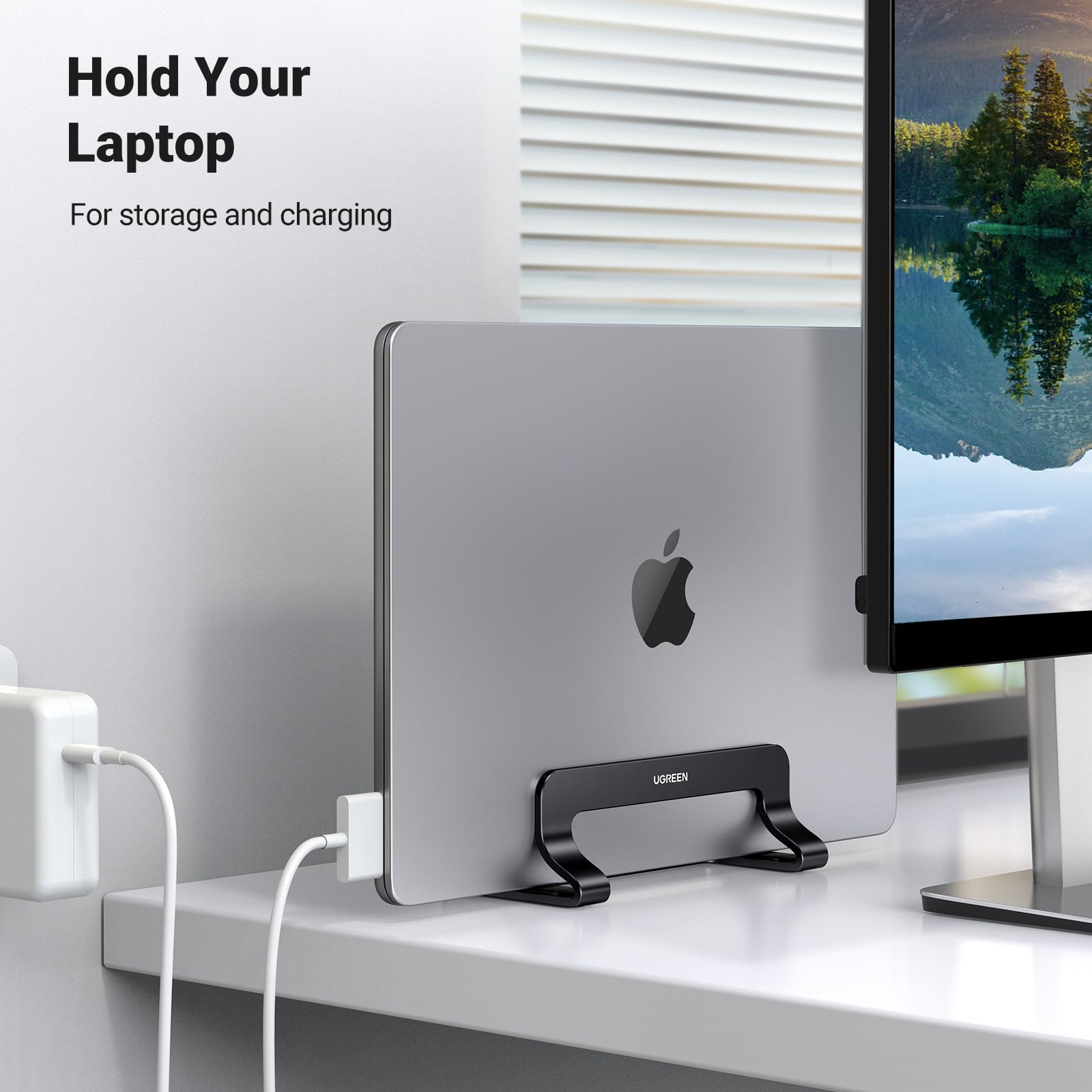 UGREEN Vertical Laptop Stand Holder - Adjustable Aluminum Desktop Stand for MacBook Pro/Air & 17.3