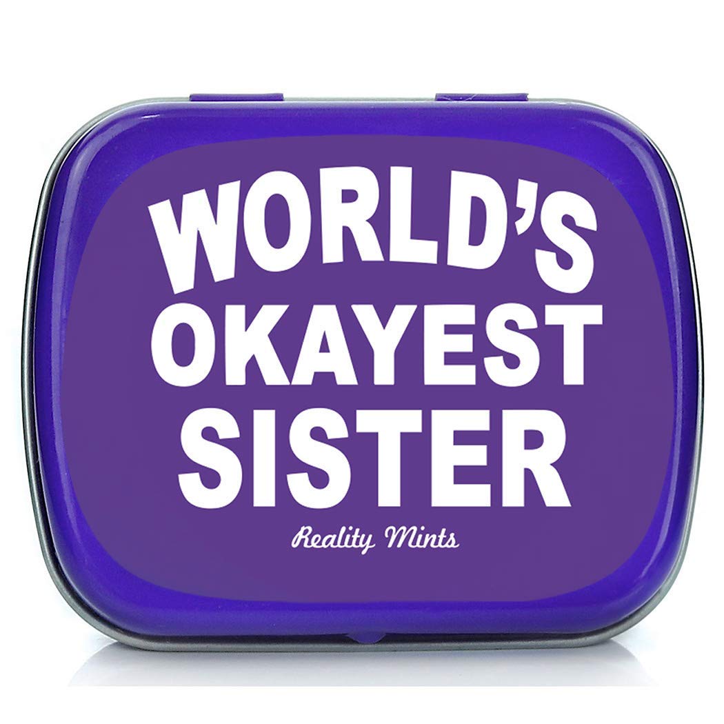 World's Okayest Sister Funny Peppermint Breath Mints - Hilarious Gag Gift for Sisters, Best Friends & Stocking Stuffers - Perfect for Birthdays, Christmas Gifts and Sister Appreciation Day