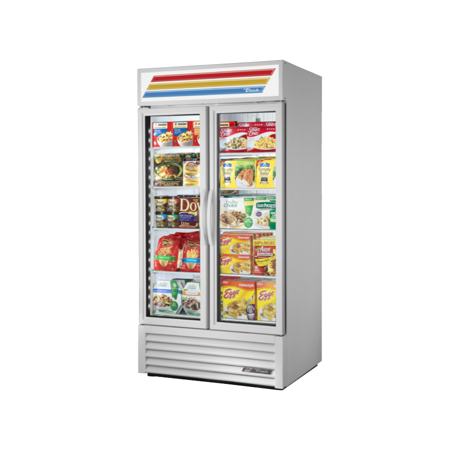 Commercial True 40 Merchandising Freezer with 2 Glass Doors - Stainless Steel Exterior GDM-35F-LD-SS - Perfect for Supermarkets, Convenience Stores & Restaurant Display