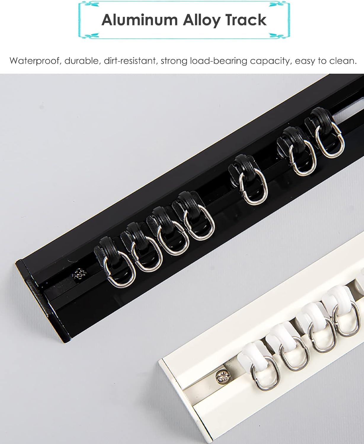 Black Aluminum Ceiling Mount Curtain Track Rail - 2.5m/8.2ft Room Divider for Privacy - Perfect for Balcony, Bay Window, Hotel & Office Use