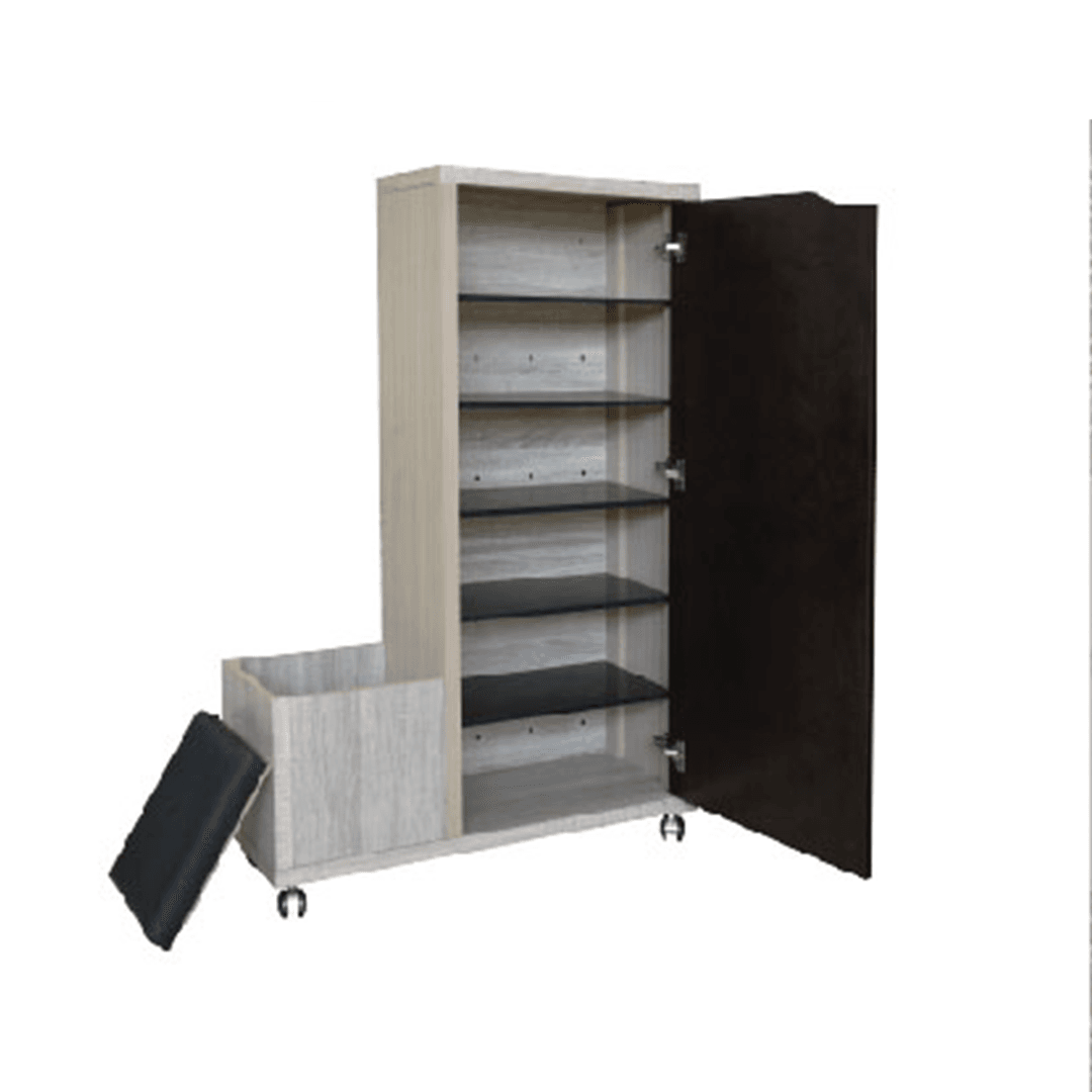 Magnusson Tall Shoe Cabinet with Seat - 3-Tier Storage Organizer for Entryway, Hallway & Closet - Space Saving Shoe Bench with Cushioned Seat (White) - Perfect for Small Apartments & Mudrooms