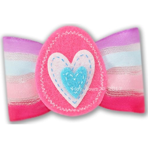 Vibrant Colored Eggs Hair Bow - Pink Hair Accessory for Girls, Perfect for Easter, Birthday Parties & Special Occasions