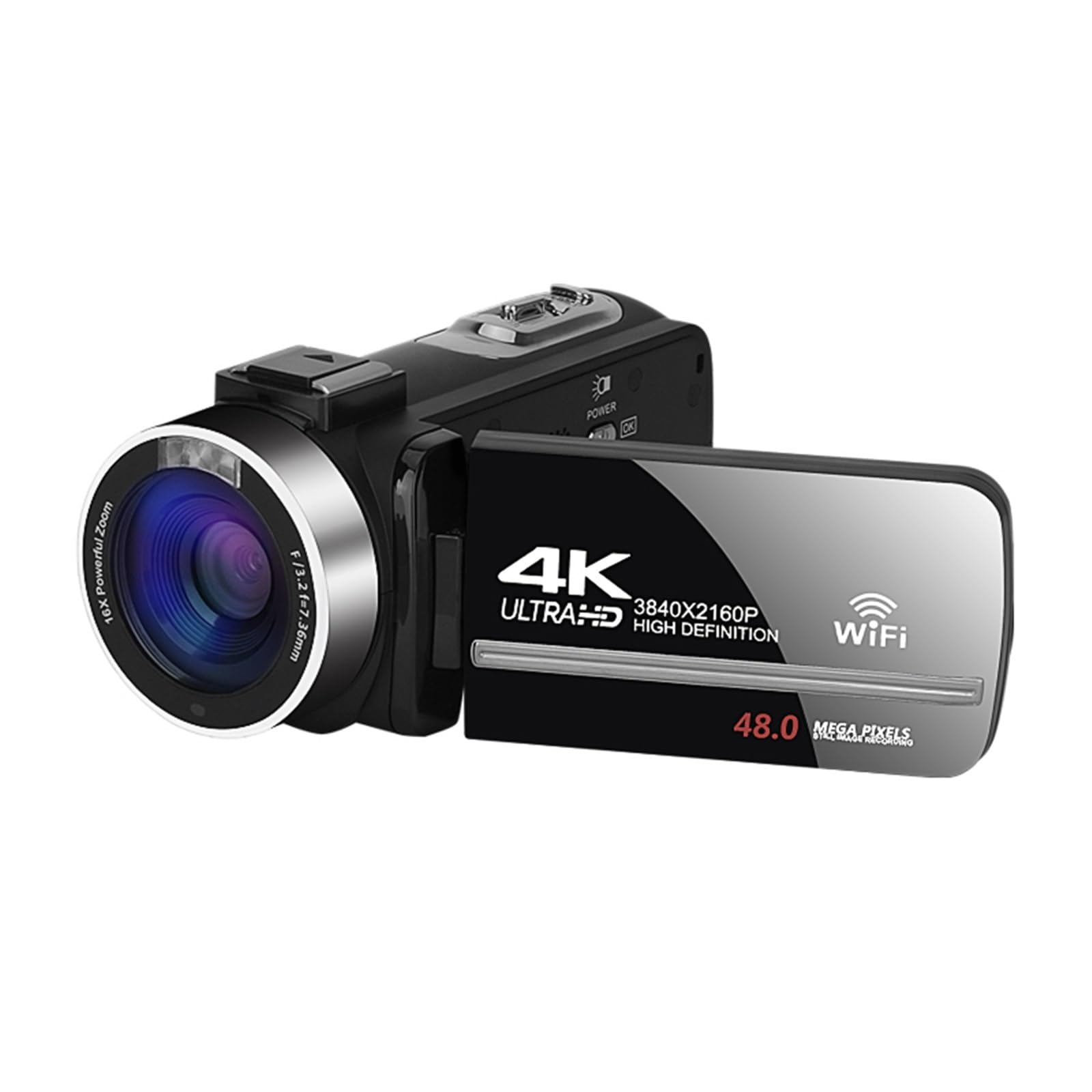 4K WiFi Digital Camcorder with 18X Zoom & Time Lapse - Vlog Camera for YouTube Streaming, Webcam with Stabilizer (Includes 128GB SD Card) - Perfect for Travel Vlogging, Live Streaming & Home Video Recording