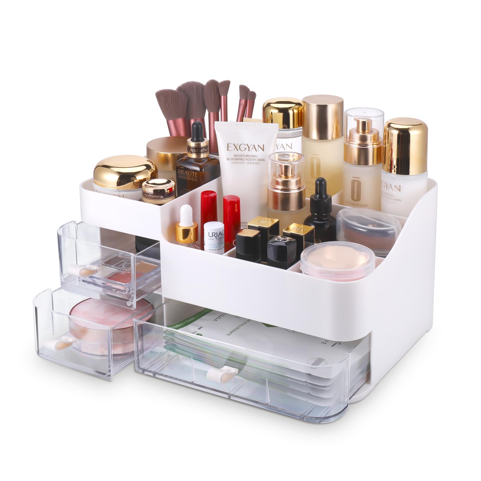 Clear Acrylic Makeup Organizer with Drawers - Large Vanity & Bathroom Countertop Storage for Cosmetics, Skincare, Perfume | Perfect for Bedroom, Dressing Table & Travel Beauty Organization