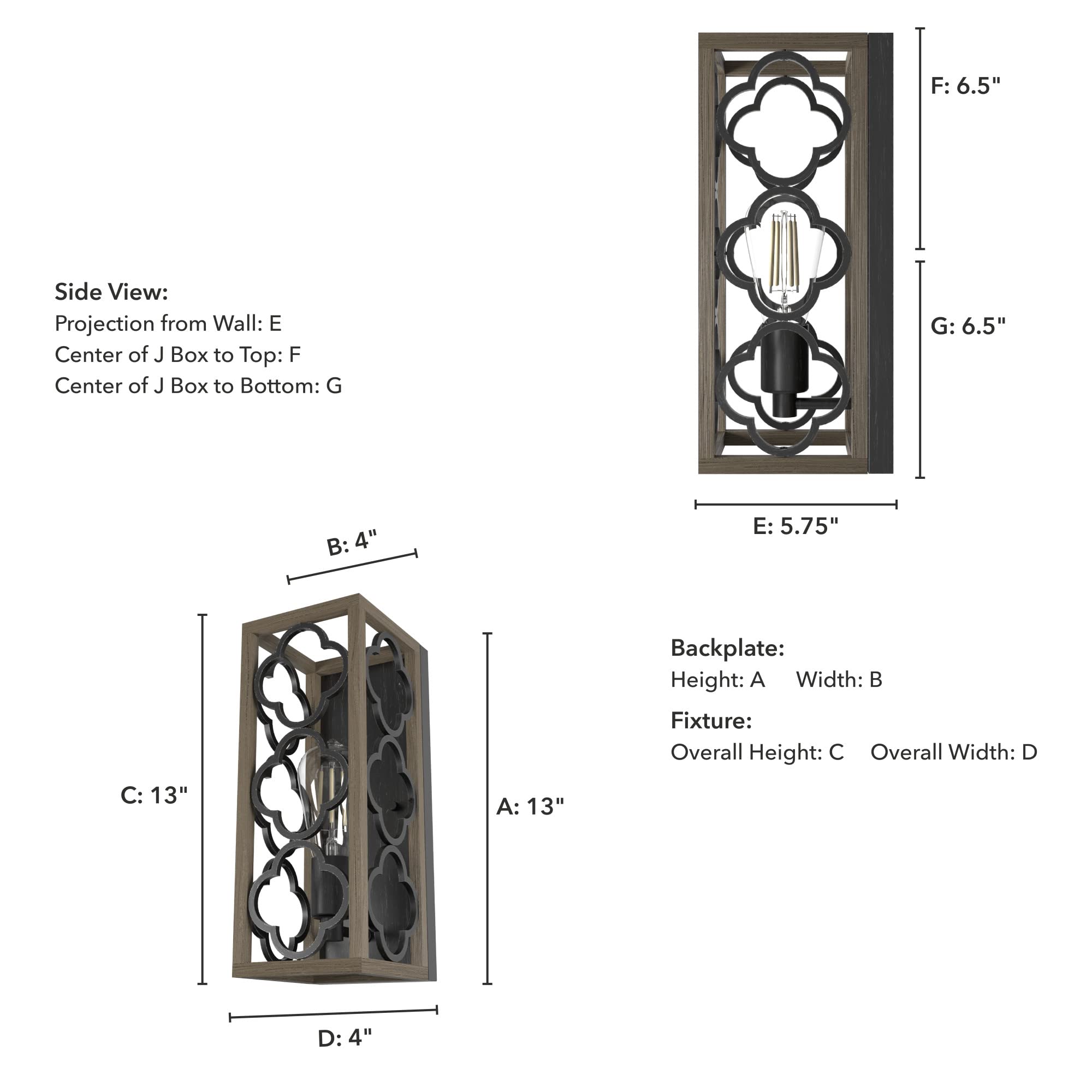 Hunter Fan Company 19375 Gablecrest Wall Sconce in French Oak Finish - Elegant Indoor Lighting Fixture for Bedroom, Living Room, and Hallway Decor