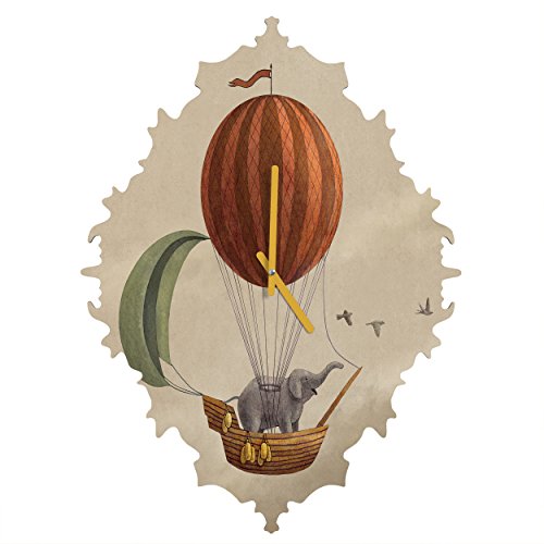 Deny Designs Terry Fan Adventure Awaits Baroque Wall Clock - Small Vintage Style Decorative Clock for Living Room, Bedroom & Office Decor