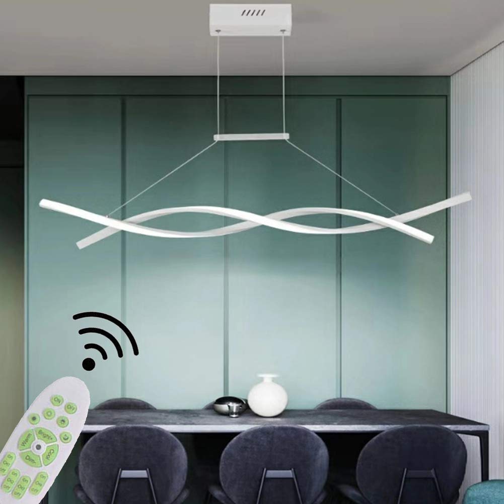 Modern LED Chandelier Light - Dimmable 3000K-6500K with Remote Control, Adjustable Hanging Ceiling Lamp for Dining Room, Living Room, Bedroom, Kitchen & Study | Flush Mount Pendant Lighting for Home Decor & Ambient Lighting
