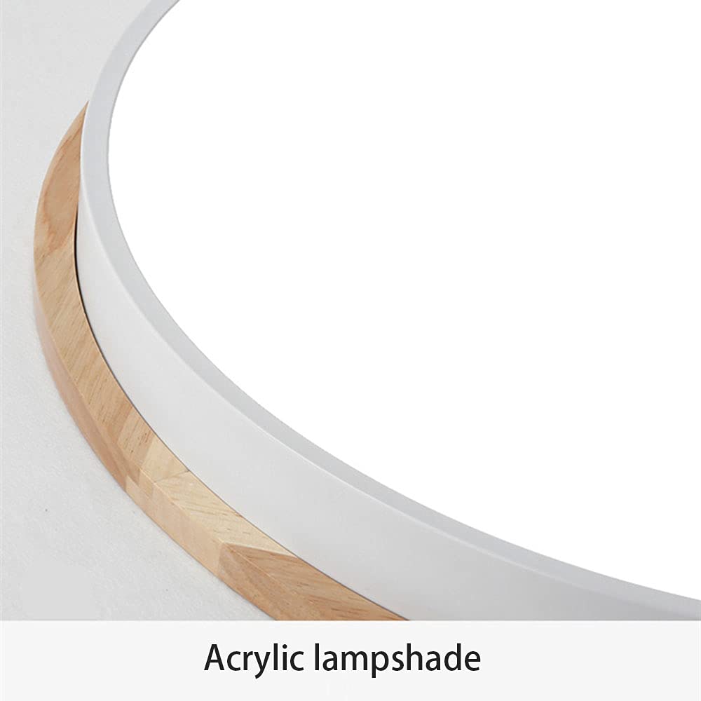 Ultra-Thin Modern Round LED Ceiling Light - White Flush Mount Lighting Fixture with Metal & Wood Design for Bedroom, Balcony, Corridor - Energy Efficient Home & Office Lighting Solution