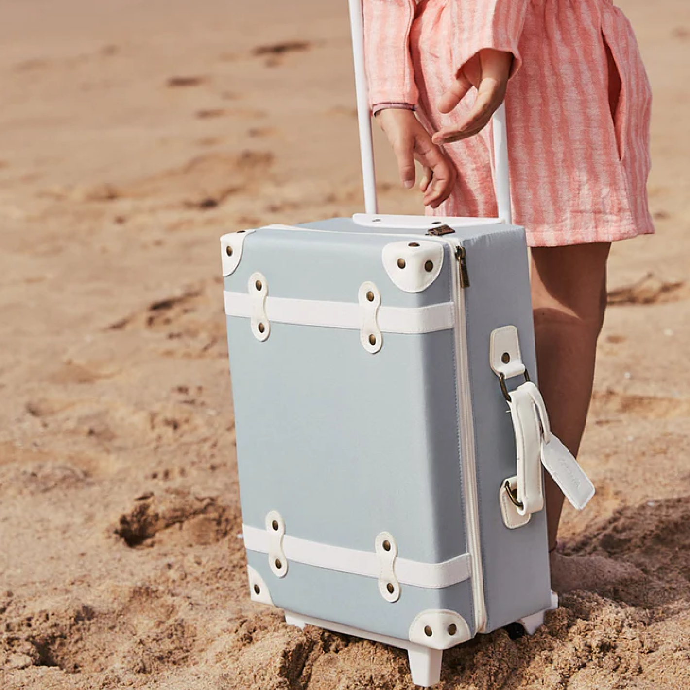 Olli Ella Steel Blue See Ya Suitcase - Stylish Carry-On Luggage for Travel, Weekend Getaways & Airplane Trips - Perfect for Women & Teens