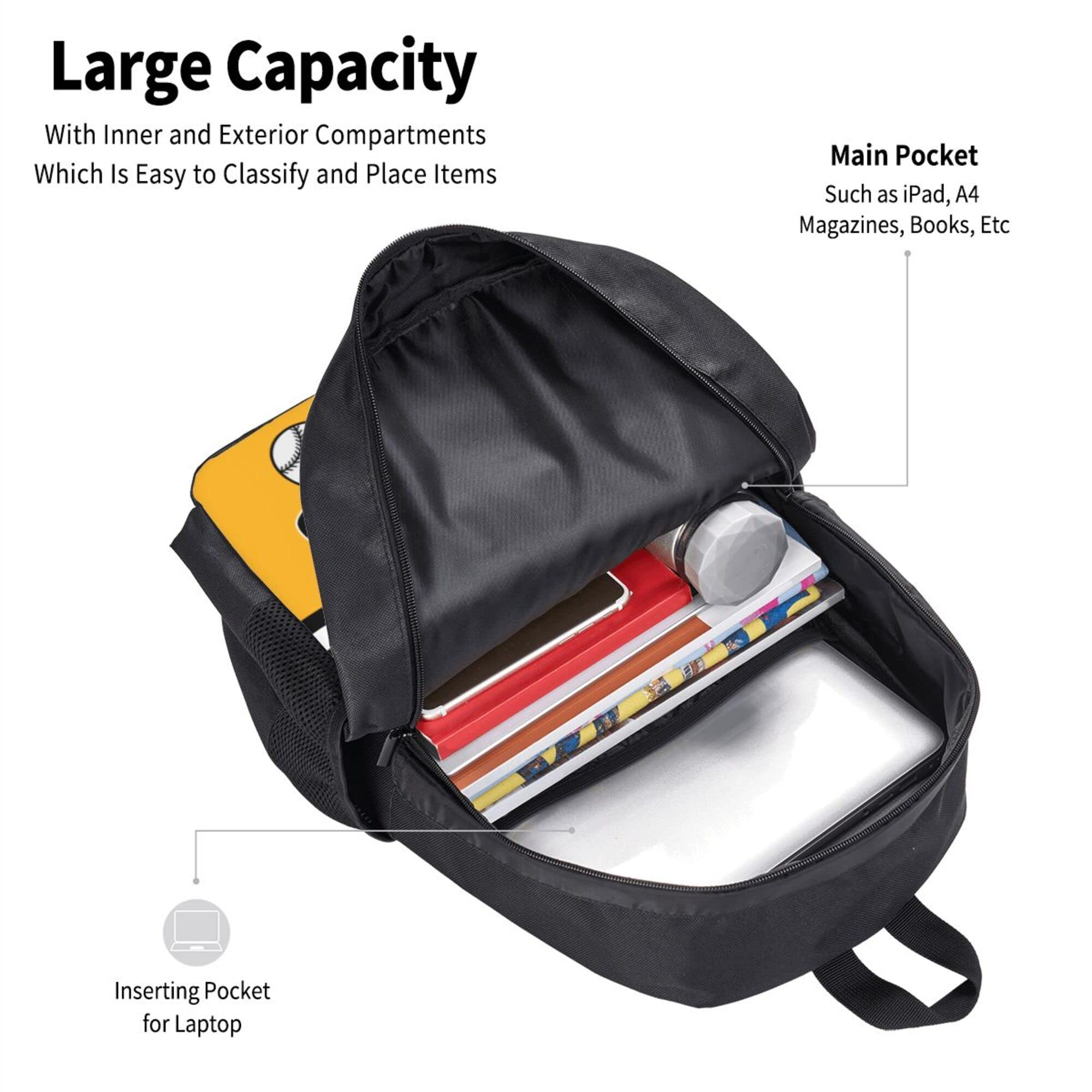 ANTKING Pittsburgh Steelers Backpack - High Capacity Customizable with Any Name & Number - Perfect Gift for Kids, Men & NFL Fans - Ideal for School, Travel & Game Day