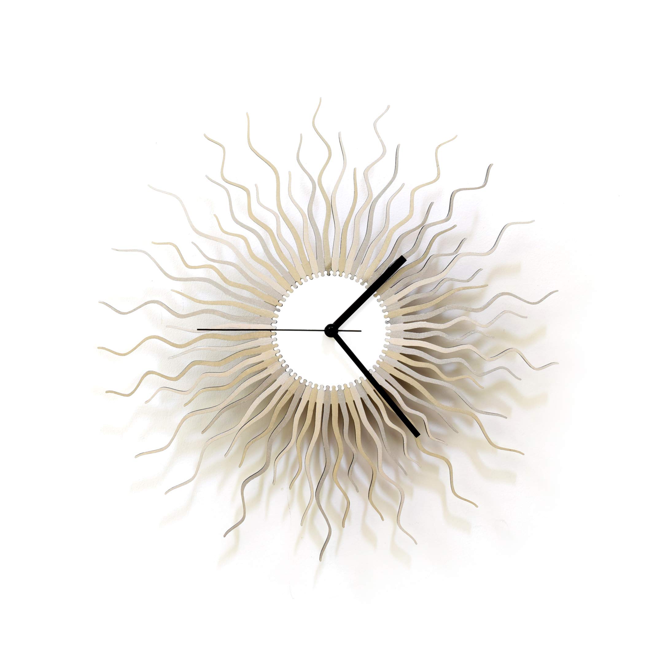 Medusa Silver XXL - 39 Inch Large Sunburst Wall Clock, Modern Starburst Wall Decor, Contemporary Silver Metal Clock for Living Room, Bedroom, Office & Home Decor