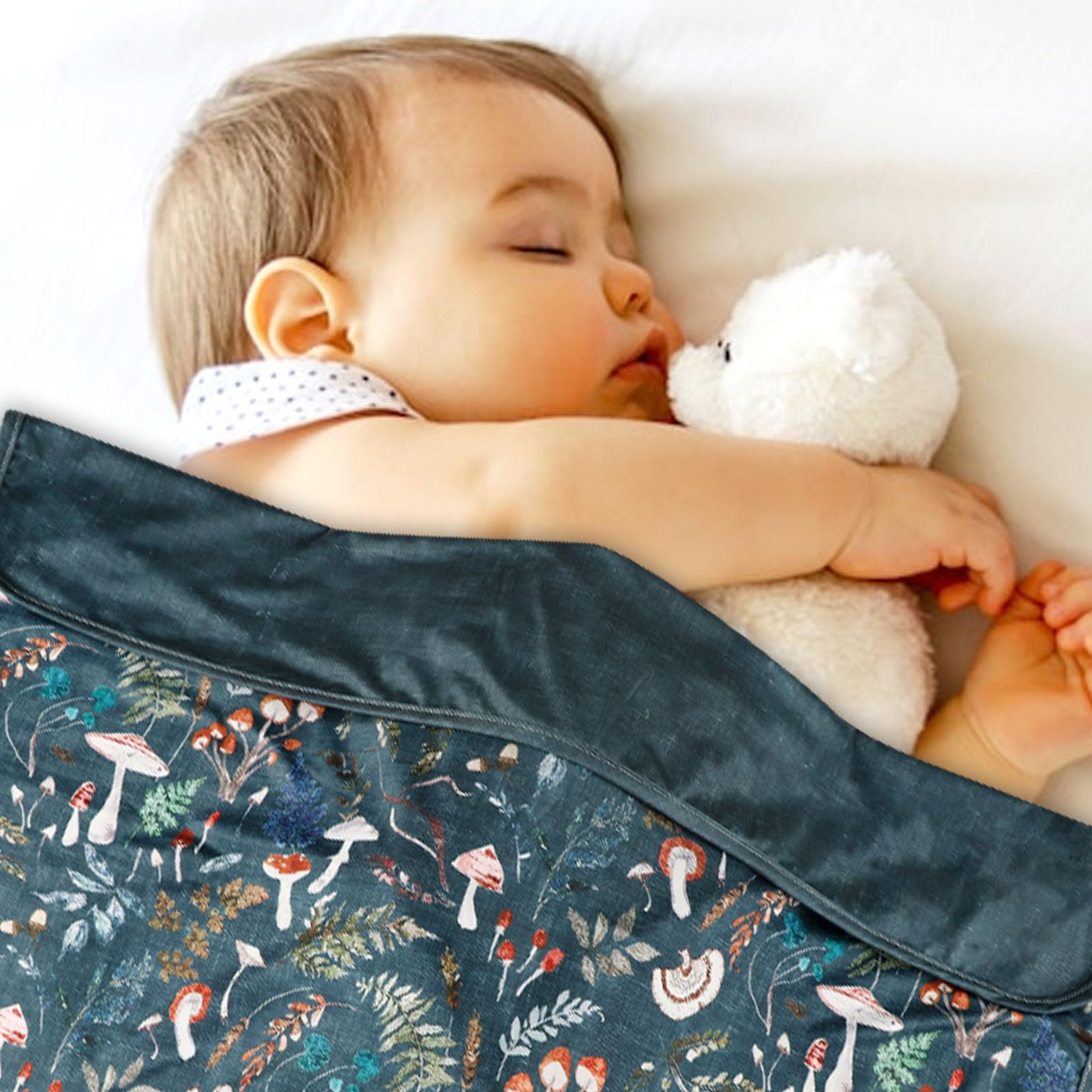 Soft Stretchy Baby Swaddle Blanket - Jersey Knit Receiving Blanket for Boys & Girls - Double Layer Nursery Blanket with Mushroom Print - Perfect for Newborn Swaddling, Sleeping & Cuddling