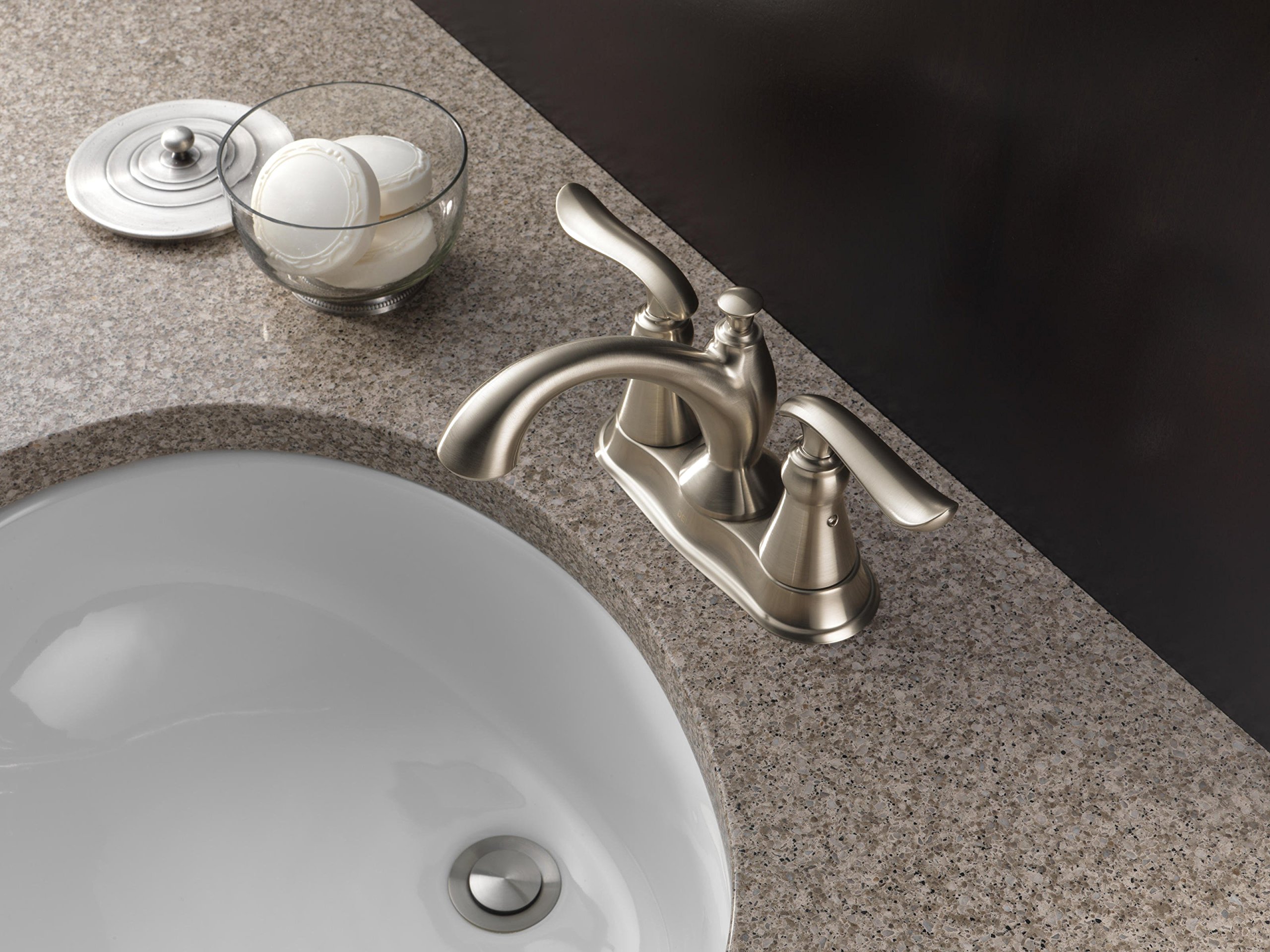 Delta Linden Centerset Bathroom Faucet - Brushed Nickel Finish, Diamond Seal Technology, Metal Drain Assembly - Perfect for Bathroom Sink & Vanity Upgrades (Model 2594-SSMPU-DST)