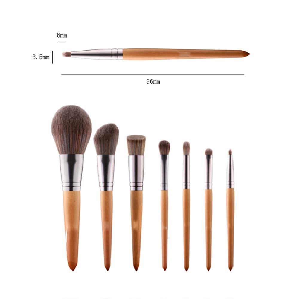 ZYFF Colorful Wool Makeup Brush Set - Wood Handle Bionic Hair 7-Piece Collection for Women | Perfect for Professional Makeup Application & Travel Beauty Essentials