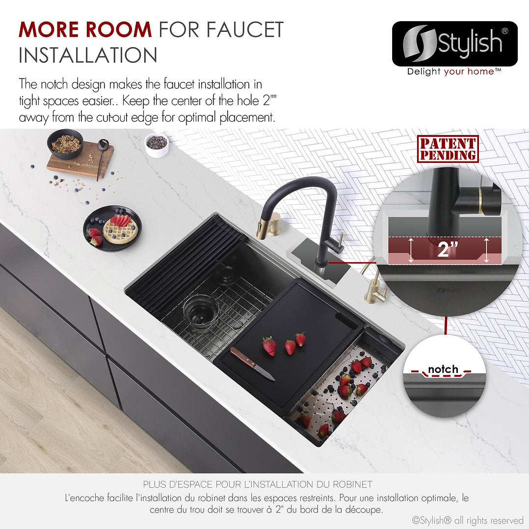 Versa33 S 613WNK 33-Inch Undermount Single Bowl Kitchen Sink in Graphite Black - Includes Accessories for Modern Home Cooking & Entertaining