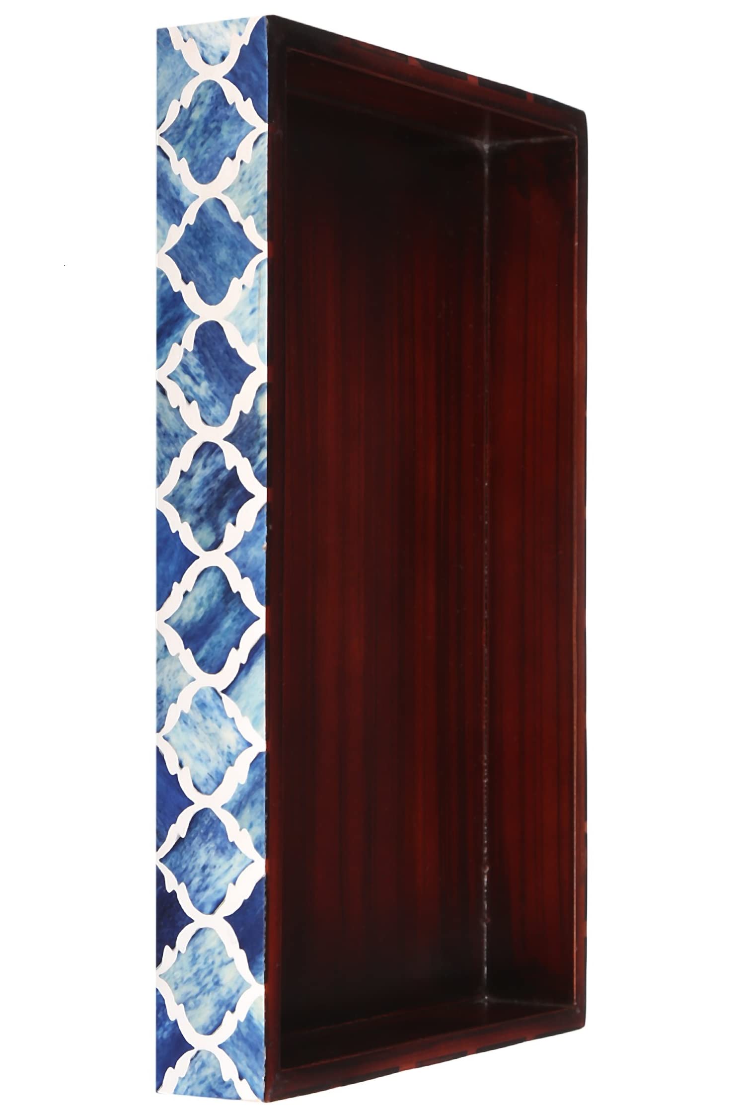 Handmade Moroccan Pattern 10x6 Towel Tray - Small Bathroom Tray, Guest Towel Holder, Decorative Napkin Holder, Bathroom Countertop Storage, Kitchen Hand Towel Holder in Moroccan Blue | Perfect for Bathroom Organization, Guest Essentials Display & Stylish Kitchen Decor