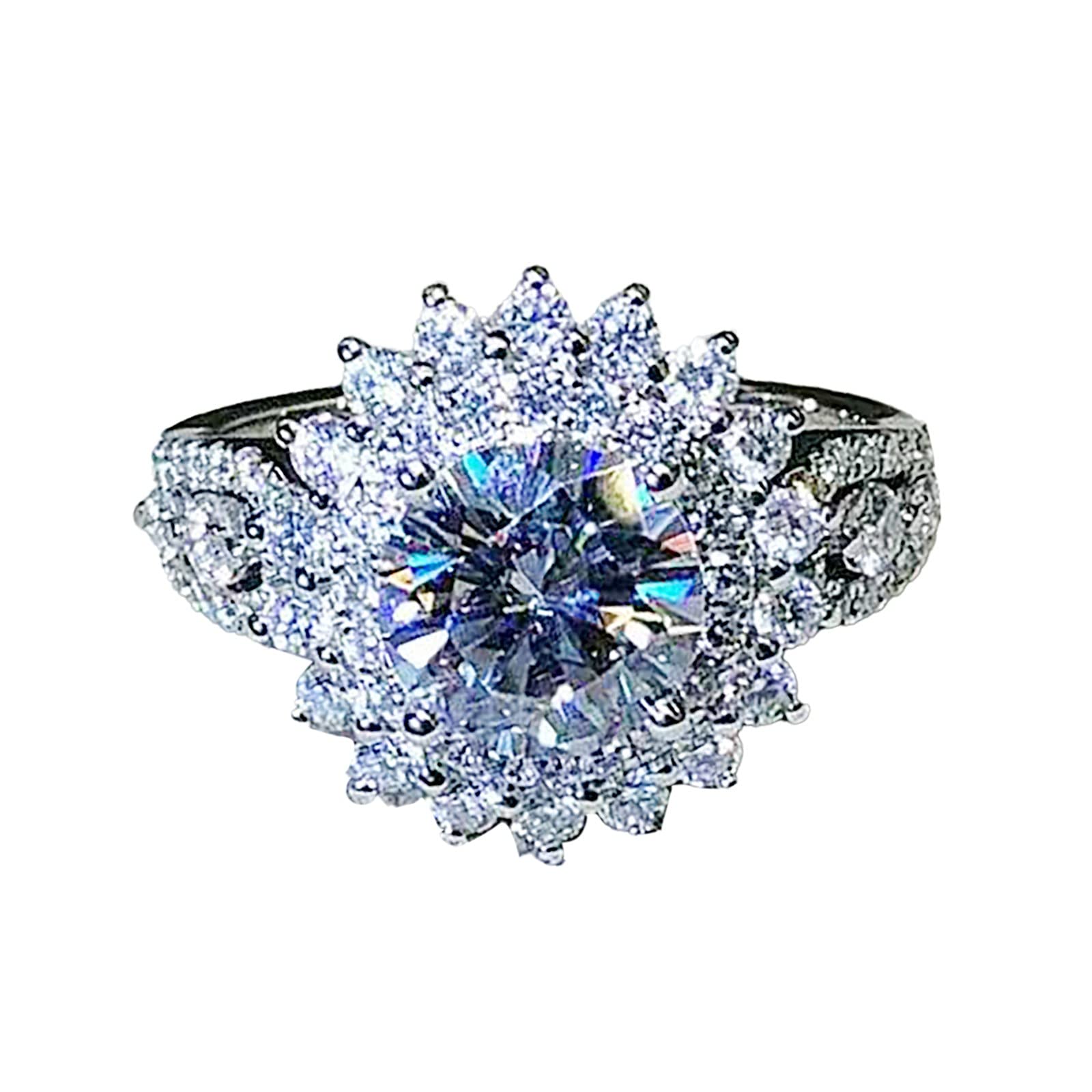 Natural Birthstone Silver Wedding Ring Set for Bride - Elegant Open Engagement Ring with White Gemstone | Perfect for Proposals, Anniversaries & Special Occasions