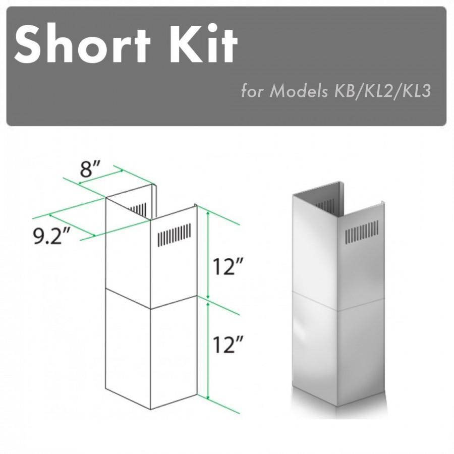 ZLINE 2-Piece 12-Inch Short Chimney Extension Kit for 7.4 to 8-Foot Ceilings - Compatible with SK, KB, KL2 & KL3 Models - Perfect for Kitchen Range Hood Installation in Homes with Standard Height Ceilings