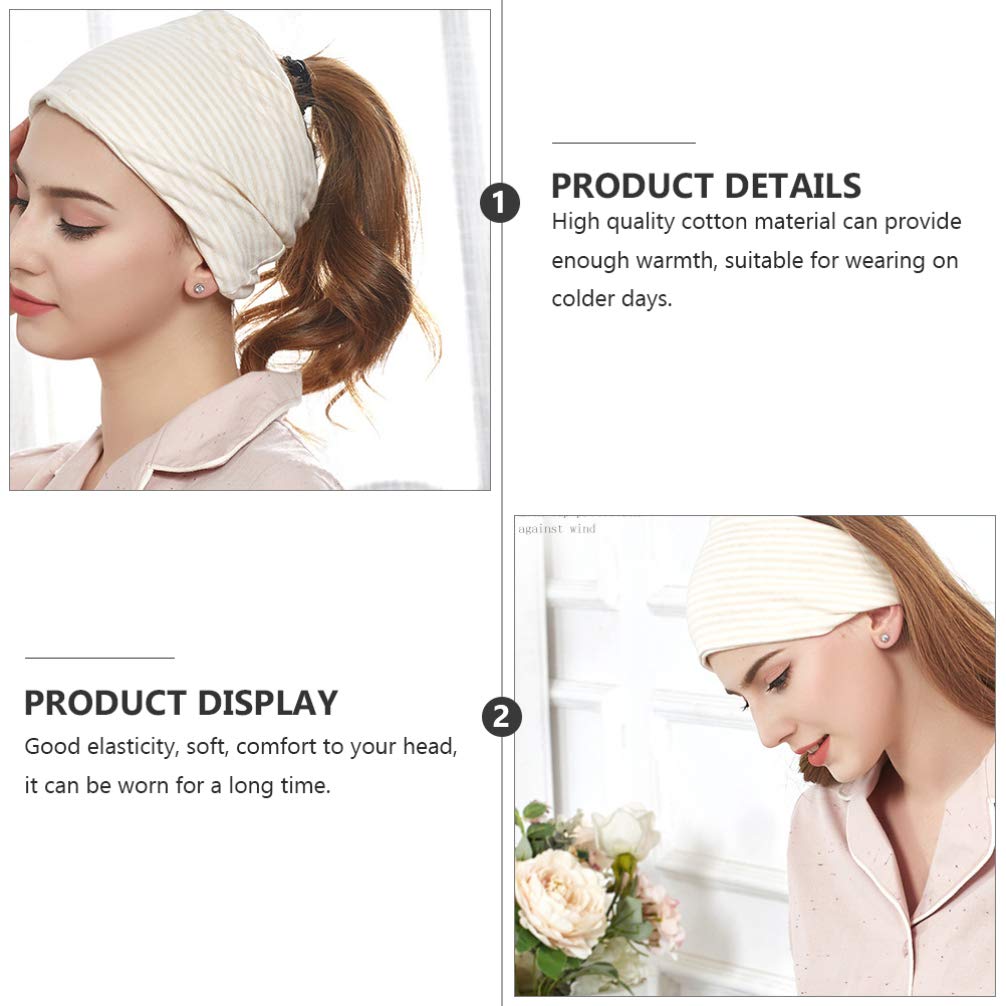 2Pcs Maternity Hat & Chemo Cap - Soft Postpartum Headwear, Cancer Head Cover, Windproof Scarf Turban for Women - Beige (Perfect for Pregnancy, Chemotherapy & Cold Weather Protection)