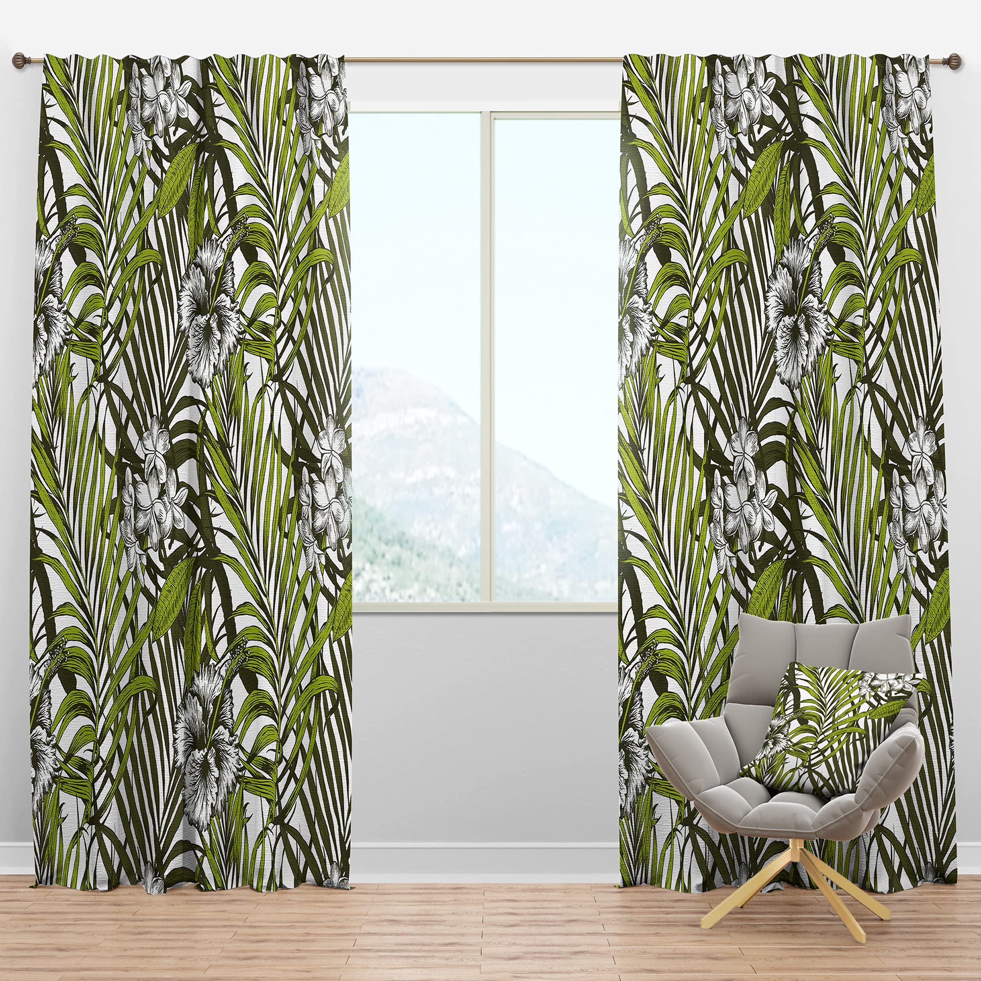 Blackout Curtains with Tropical Palm Leaves Design - Thermal Insulated Single Panel (52x63 inches) for Bedroom & Living Room - Perfect for Light Blocking, Privacy & Energy Savings