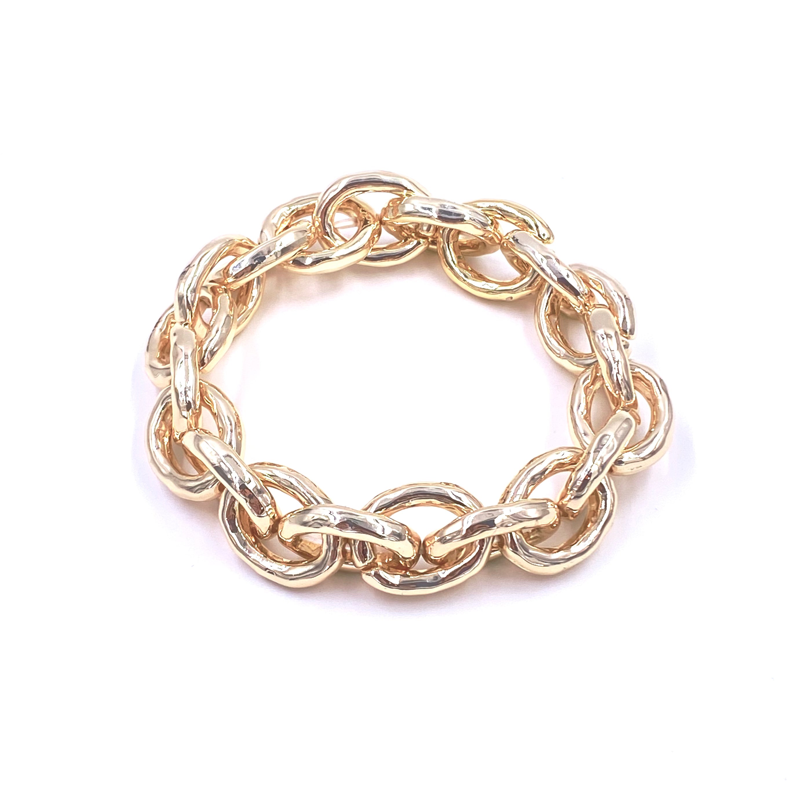 Ashley Gold Stainless Steel Chunky Chain Stretch Bracelet for Women - Trendy Adjustable Bangle for Casual Wear, Party & Gift Giving