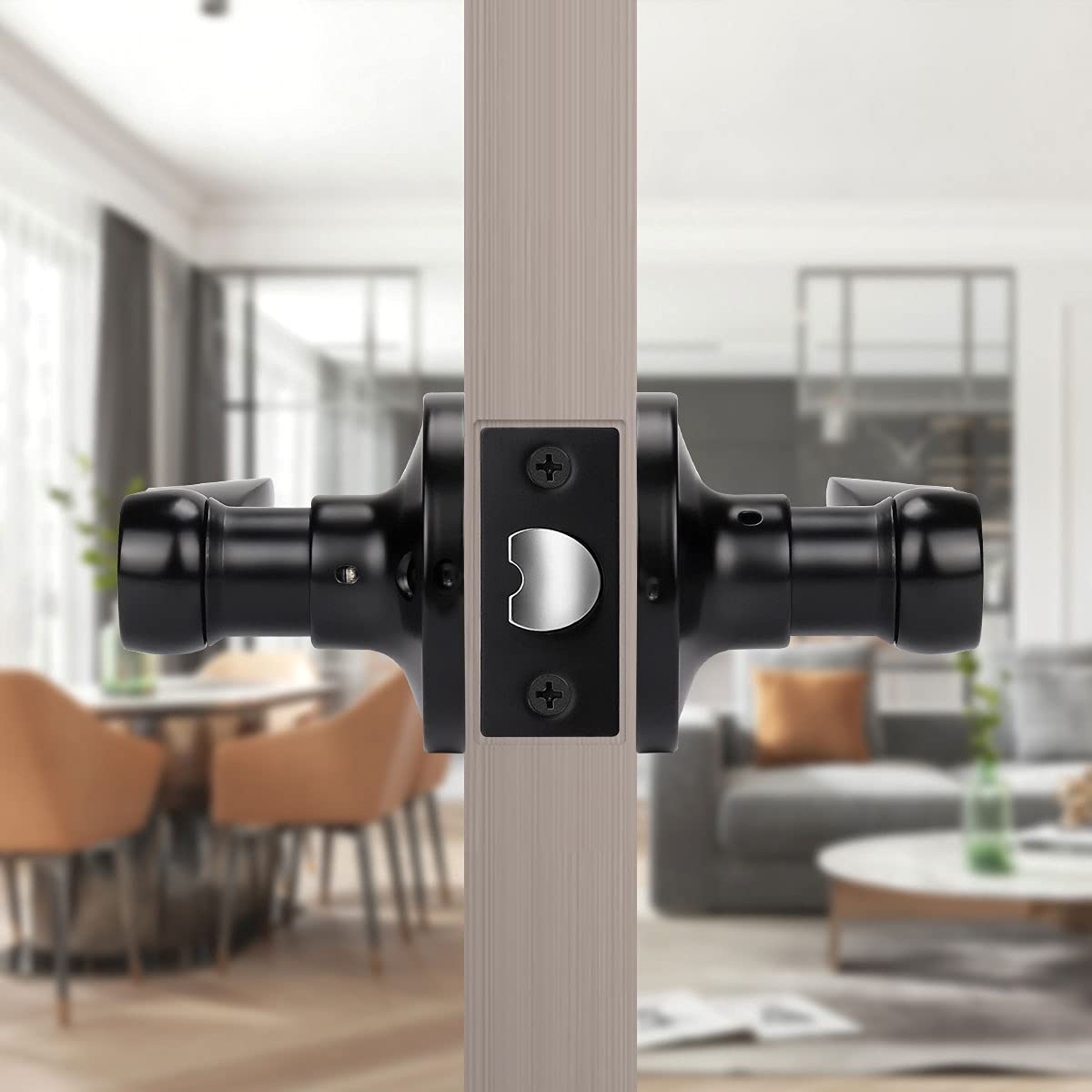 KNOBWELL 8 Pack Matte Black Wave Style Passage Door Levers - Hall & Closet Door Handles for Smooth Operation | Perfect for Bedrooms, Bathrooms & Interior Doors