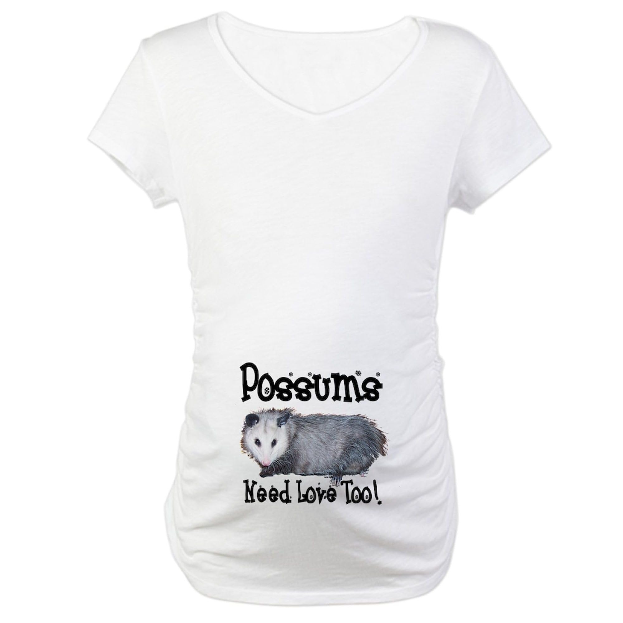 Possums Need Love Maternity T-Shirt for Women - Soft Ruched Side Pregnancy Tee for Expecting Moms | Perfect for Baby Showers, Maternity Photos & Casual Wear