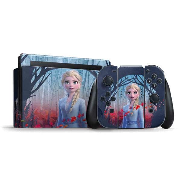Official Disney Frozen II Elsa Skin Decal for Nintendo Switch Bundle - Custom Protective Vinyl Sticker Cover for Gaming Console - Perfect for Kids, Disney Fans & Gift Giving