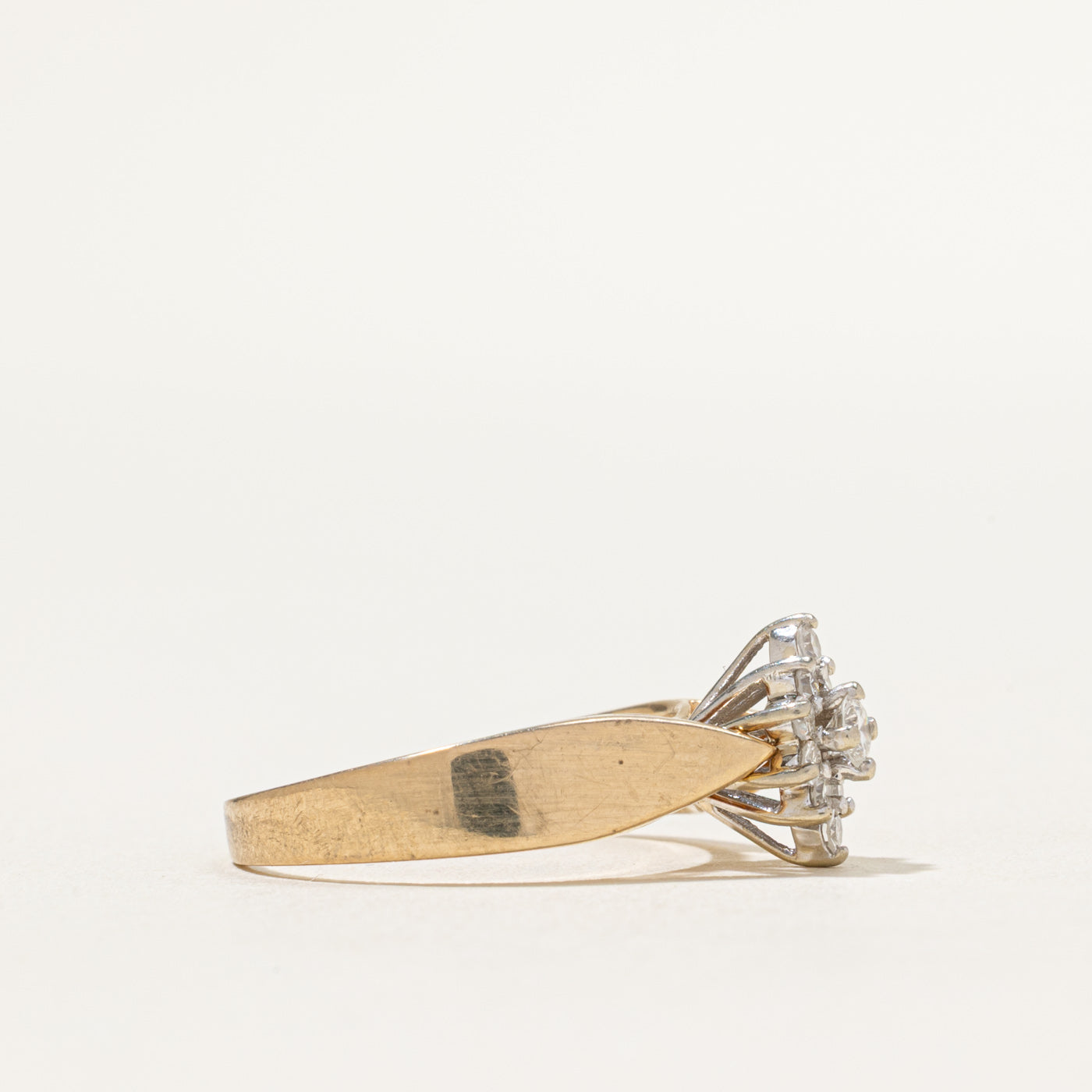 0.33ctw Diamond Cluster Reverse Tapered Ring - Size 7.5 - Elegant Wedding Band, Anniversary Gift for Her, Perfect for Engagement & Special Occasions