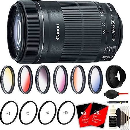 Canon EF-S 55-250mm f/4-5.6 IS STM Telephoto Zoom Lens with 58mm UV Filter, Macro Kit & Cleaning Kit - Compatible with Canon T6s, T6i, T6, T5 DSLR Cameras - Perfect for Wildlife, Sports & Travel Photography