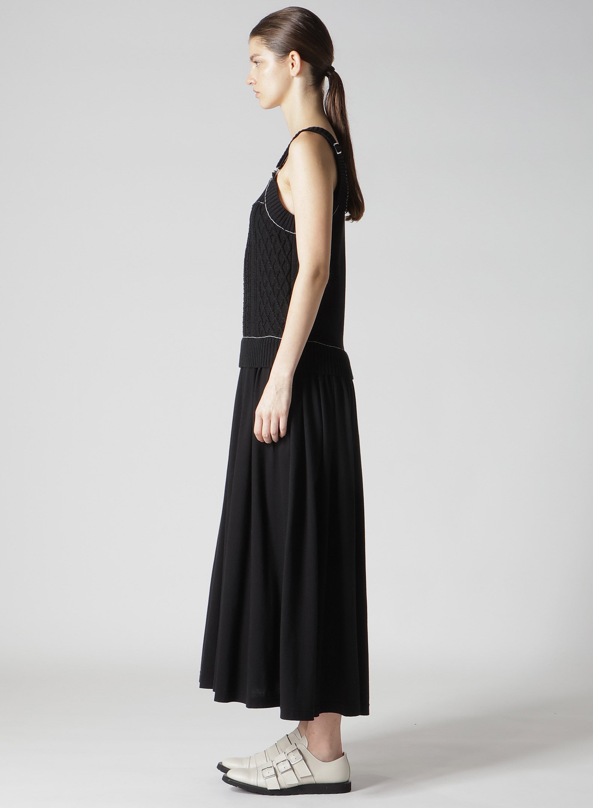 Cable Knit Jersey Suspenders Dress for Women - Elegant Stretchy Comfortable Outfit for Office, Party, and Casual Wear