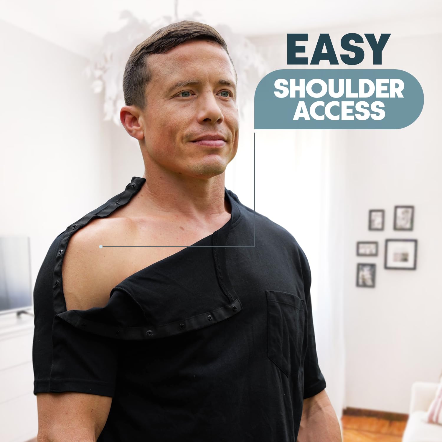 Post Shoulder Surgery Shirts for Women & Men - Full Open Snap Front Recovery Clothing for Rotator Cuff, Dialysis & Chemotherapy | Comfortable Unisex Fit | Ideal for Medical Procedures & Daily Wear