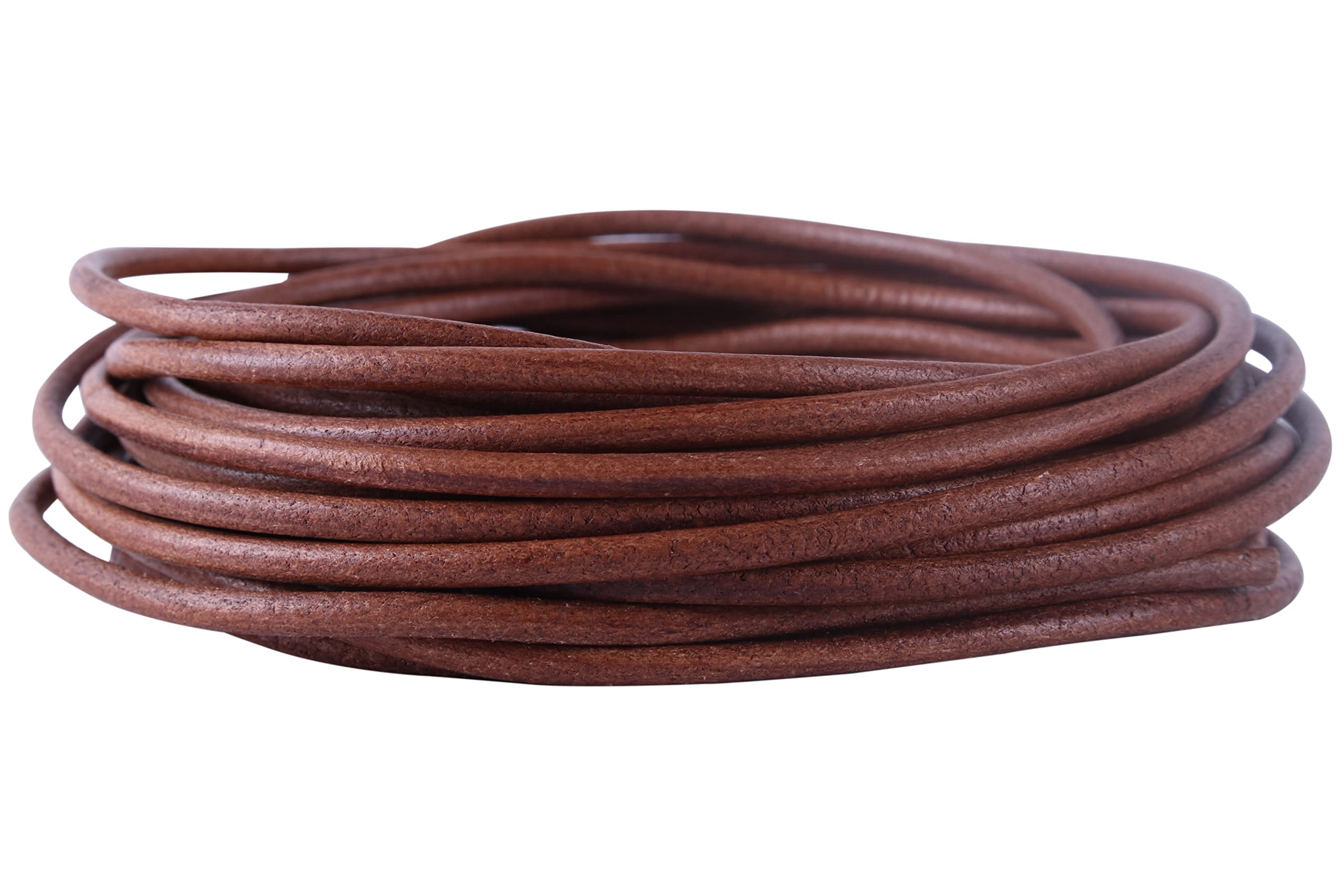 6.0mm Round Genuine Leather Cord - 3M Dark Brown Jewelry Making String for Necklaces, Bracelets & DIY Crafts | Perfect for Beading, Macrame & Handmade Accessories