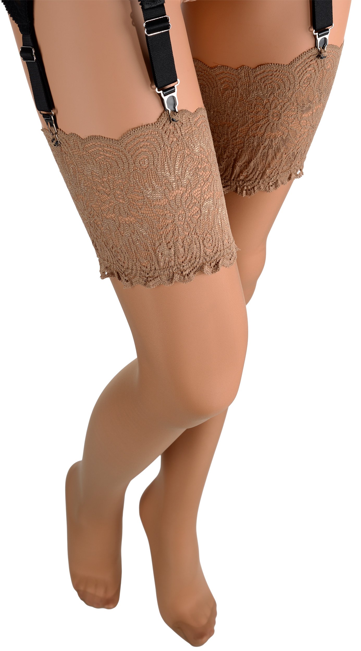 Eleonora 30 Denier Soft Luxury Deep Lace Top Stockings - Elegant Sheer Tights for Women, Comfortable Stretch Nylon Blend, Perfect for Weddings, Date Nights & Special Occasions