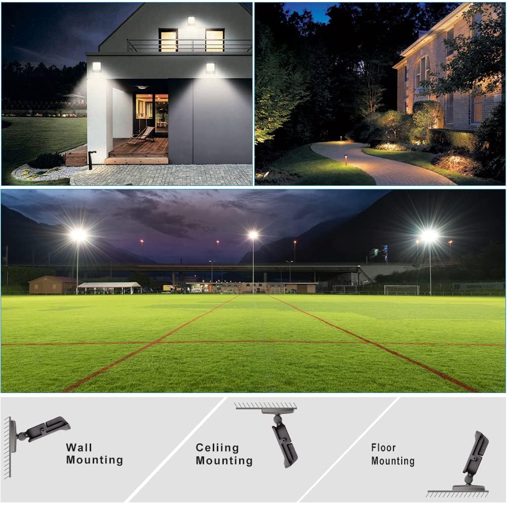 200W LED Outdoor Flood Light with Adjustable Knuckle & Dusk to Dawn Photocell Sensor - Waterproof Security Lighting for Yard, Garden, Parking Lot, and Building Exterior