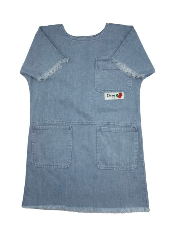 Zaloo Women's Cherry Print Chambray Dress - Casual Summer Flowy Dress for Beach, Picnic & Date Night