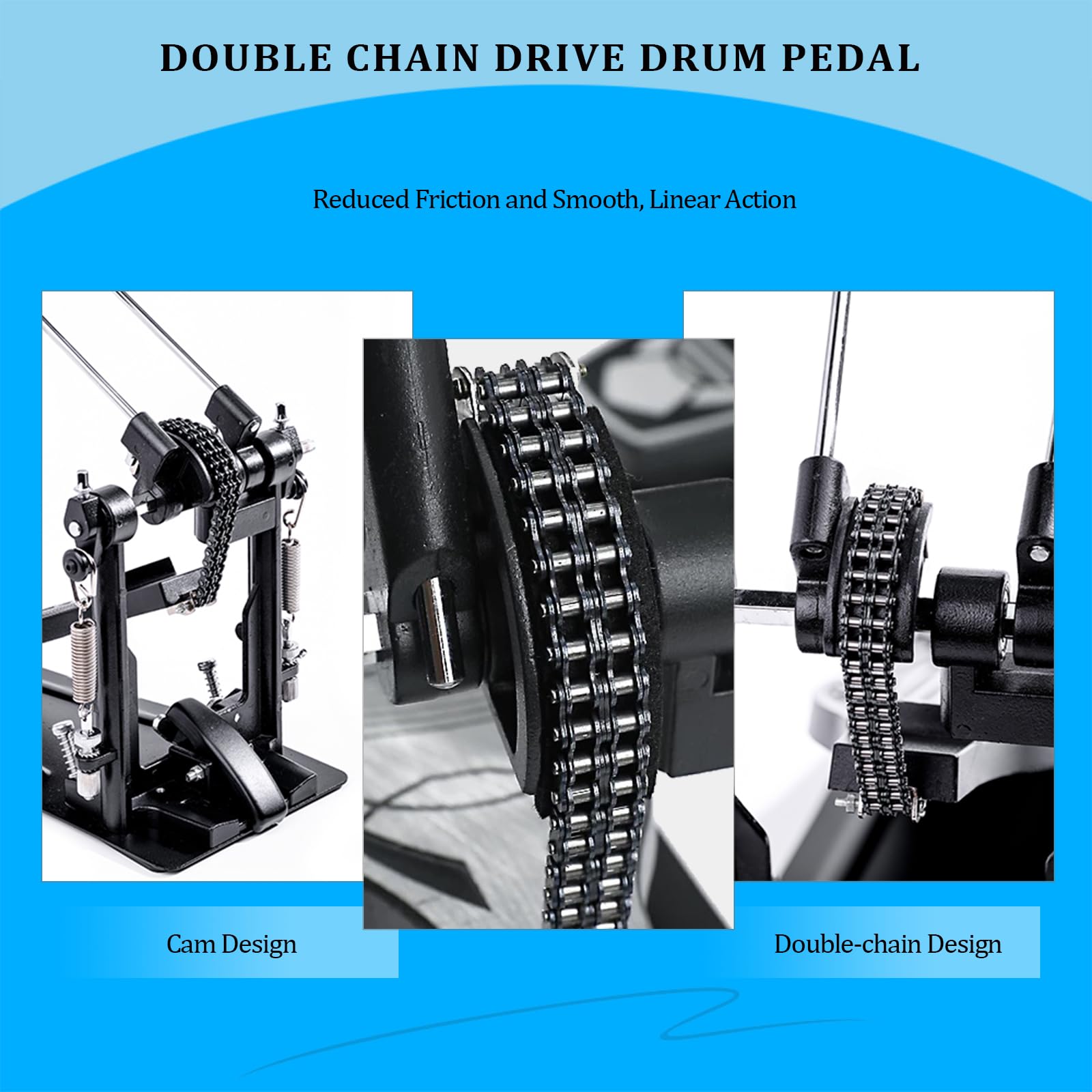 **Heavy Duty Double Bass Drum Pedal - Double Chain Drive for Acoustic & Electronic Drum Kits - Professional Double Kick Pedal (Model V-ST13) - Perfect for Metal, Rock & Live Performances**