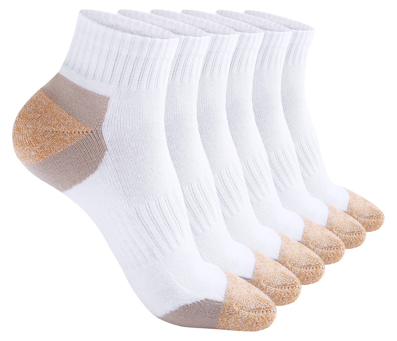 Hepsibah Women's Athletic Ankle Socks - 6 Pack Cotton Running Socks with Thick Cushion for Sports, Workouts & Everyday Comfort - Low Cut Breathable Tab Socks for Jogging, Gym & Casual Wear