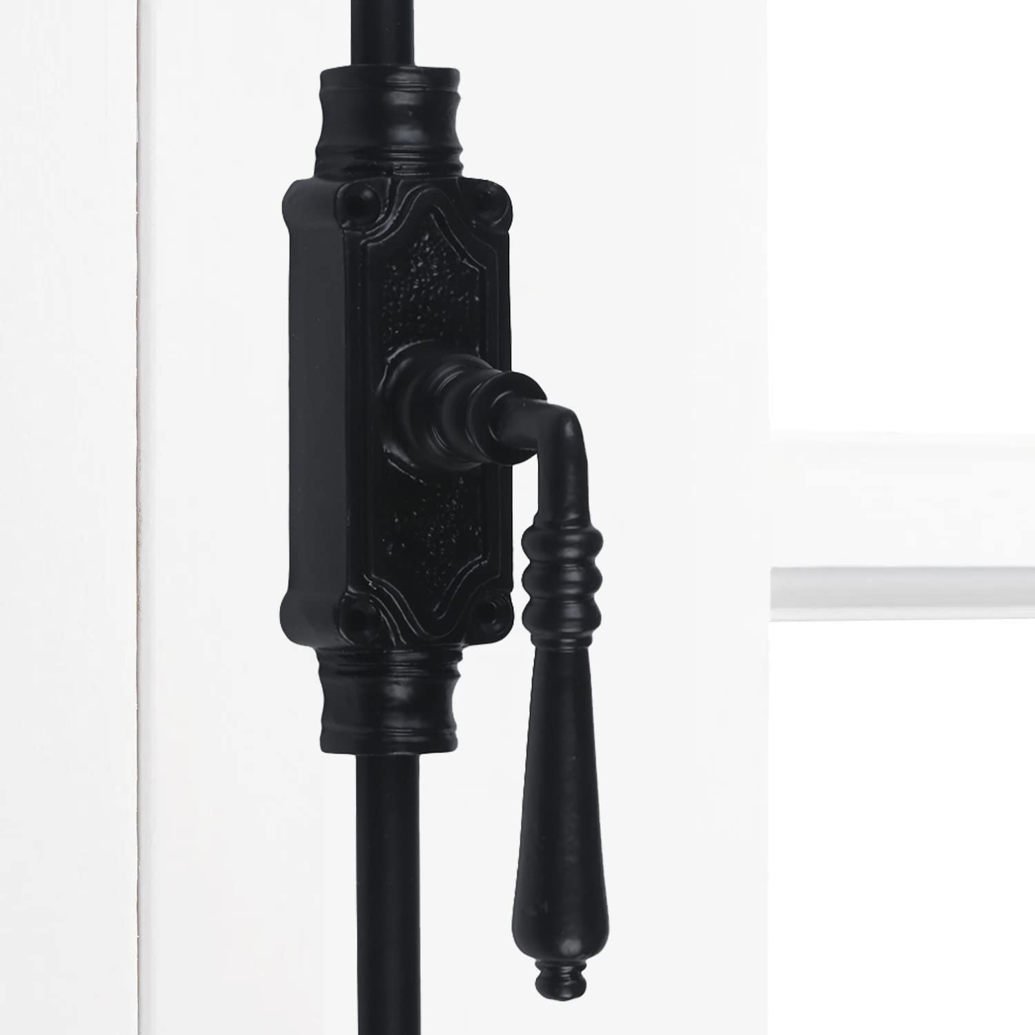 9 Feet Iron Lever Style Door Cremone Bolt - Black Powder Coat Finish - Right Hand Configuration - Secure Sliding Doors, Patio Gates & Barn Entries