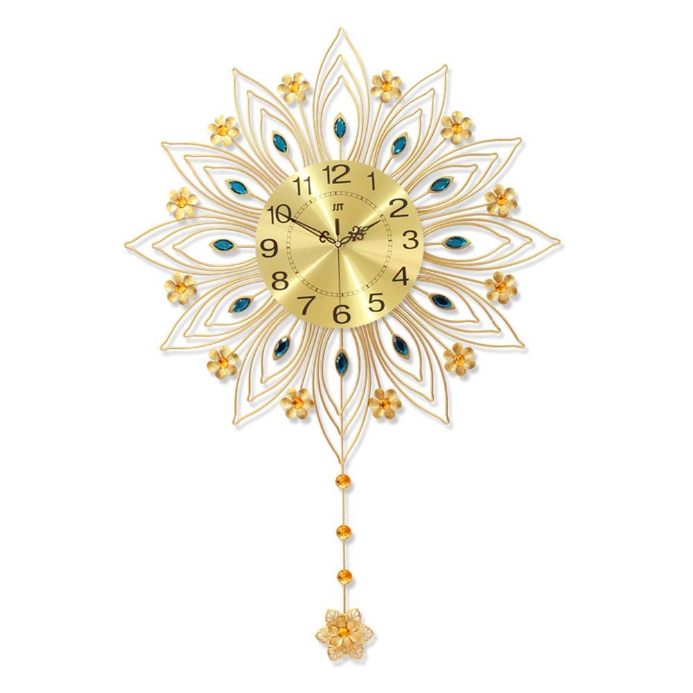 Luxury Gemstone Wall Clock - Silent Non-Ticking Metal Decor for Living Room, Bedroom, Kitchen & Office - 35.4