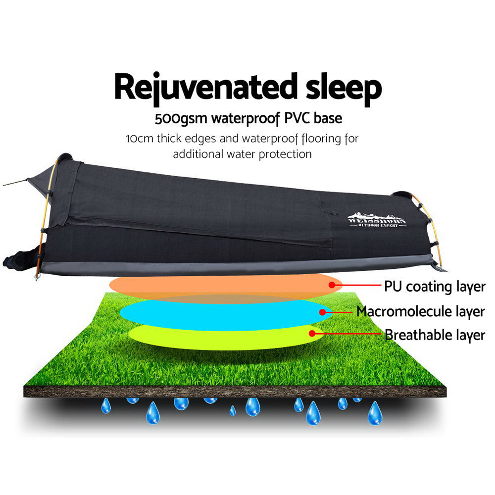 Weisshorn Single Biker Swag - Grey Ripstop Canvas Camping Sleeping Bag for Outdoor Adventures, Motorcycle Trips & Backpacking