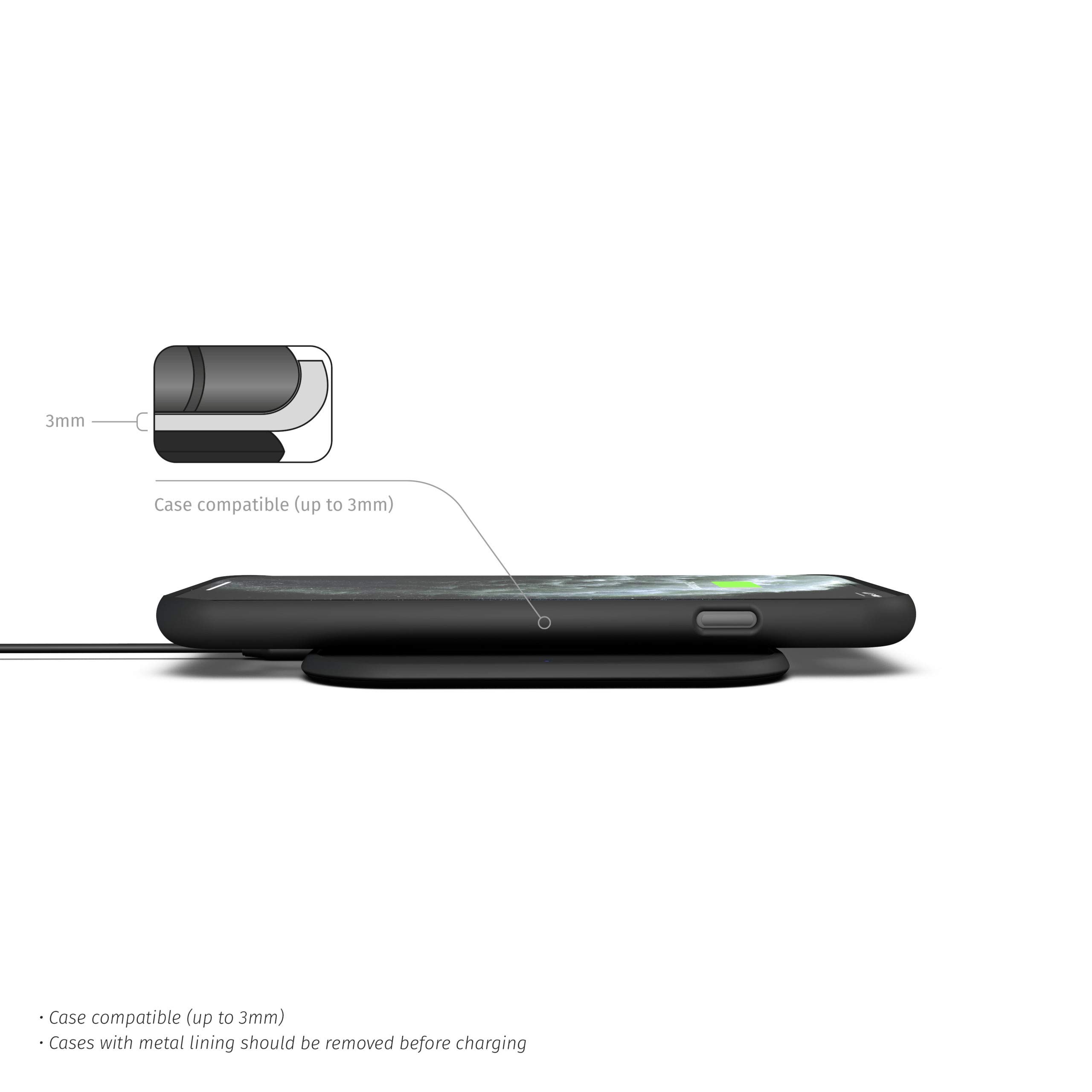 ZENS 10W Fast Wireless Charger for iPhone & Samsung - Non-Slip Surface, 5mm Height, Auto Standby Mode | Perfect for Bedside, Office & Travel Charging