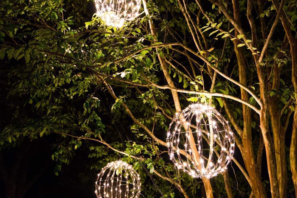 Elf Logic 3 Pack 16” LED Christmas Light Balls - Indoor/Outdoor Waterproof Holiday Decorations | Warm White String Lights for Christmas Tree, Patio, Garden, Wedding & Party Decor | Energy Efficient Durable Decorative Lighting
