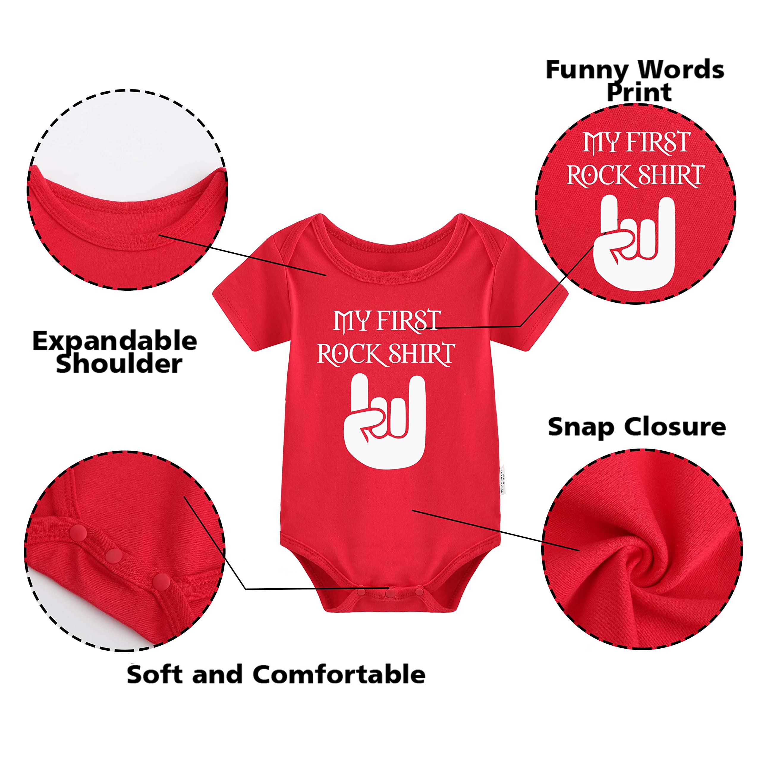 YSCULBUTOL Baby Twins Bodysuit - Cute Rock Shirt for Infant Boys | Playtime & Photo Outfit