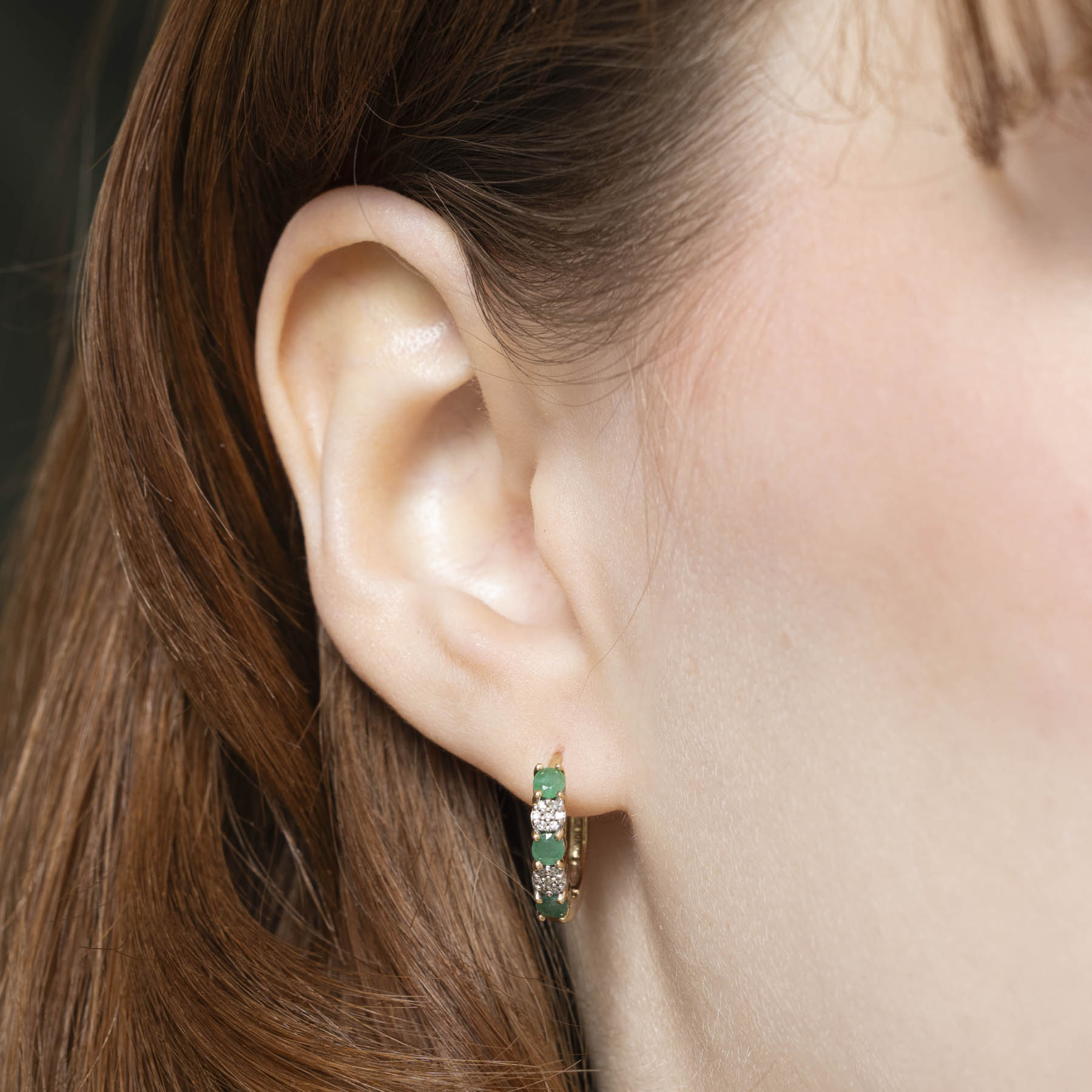 Emerald & Diamond Huggie Earrings 0.50ctw | 0.11ctw | 14K Gold Hoop Earrings for Women | Perfect for Weddings, Parties & Everyday Elegance
