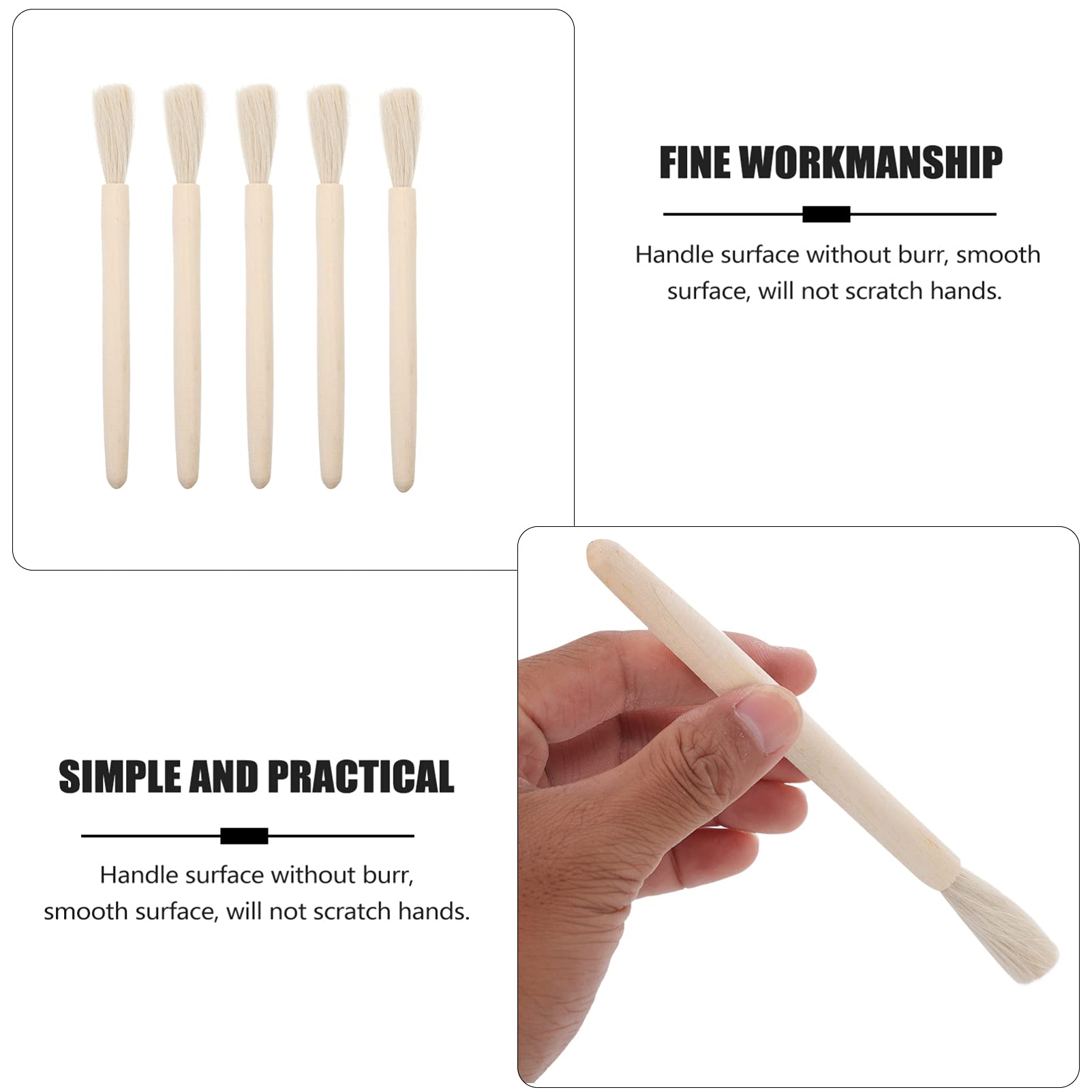 5-Pack Wooden Handle Cleaning Brushes for Lab, Coffee, Keyboard & Windows - Multi-Purpose Beaker, Scale & Groove Cleaning Brushes for Home, Office & Laboratory Use