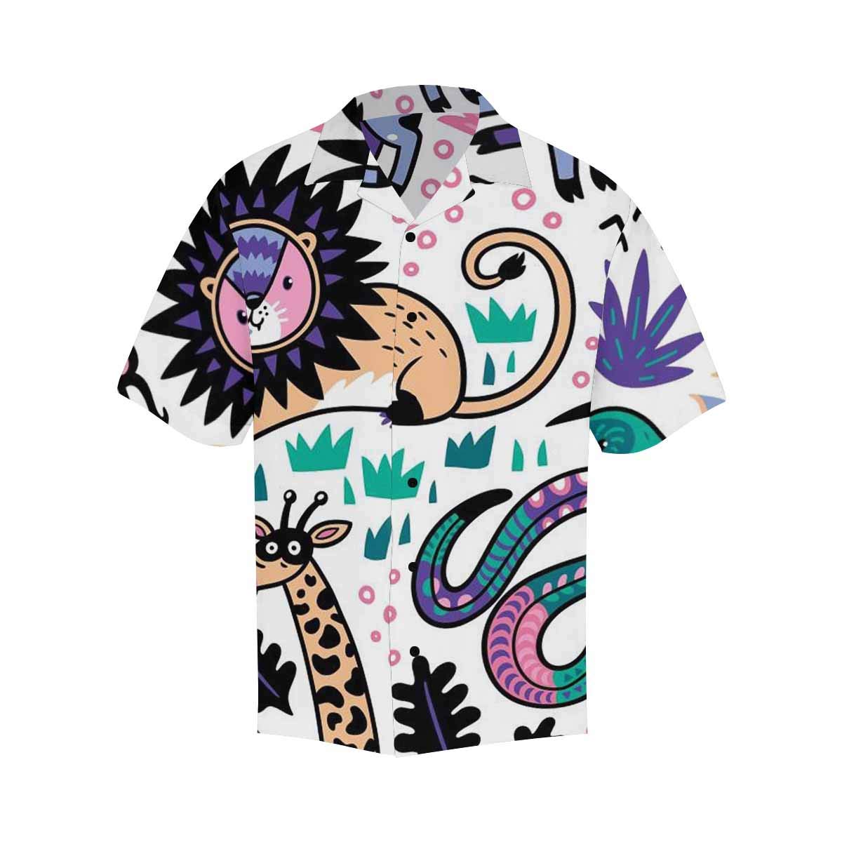 InterestPrint Men's Short Sleeve Hawaiian Shirts - Black Button V-Neck with Tropical Herb, Flower & Leaf Prints | Beach Vacation, Summer Party & Casual Wear