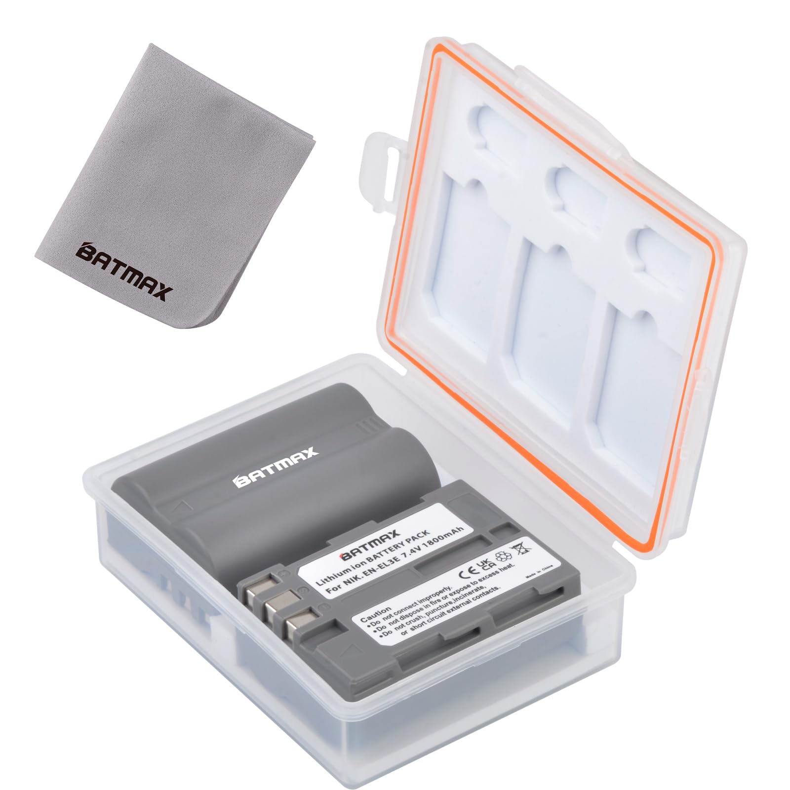 Batmax 2X EN-EL3E EN-EL3 Replacement Battery with Storage Case & Memory Card Holder - Compatible with Nikon D30 D50 D70 D70s D80 D90 D100 D200 D300 D300S D700 D900 DSLR Cameras - Perfect for Travel Photography & Professional Shoots