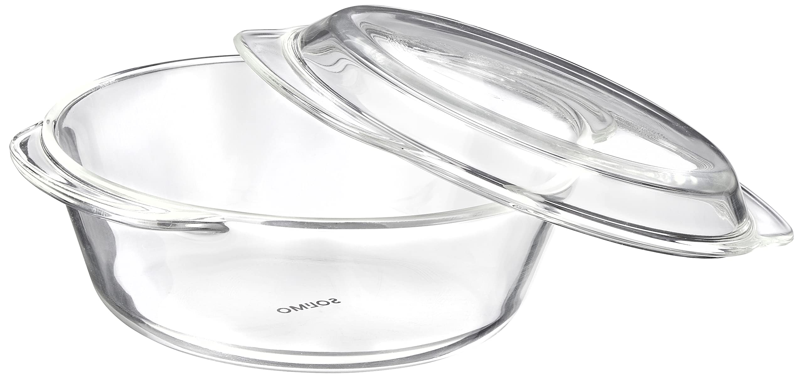 Solimo Borosilicate Glass Casserole & Serving Bowl with Lid - 2L (2000ml) Oven & Microwave Safe Deep Round Dish for Baking, Cooking & Food Storage | Perfect for Casseroles, Soups, Meal Prep & Entertaining