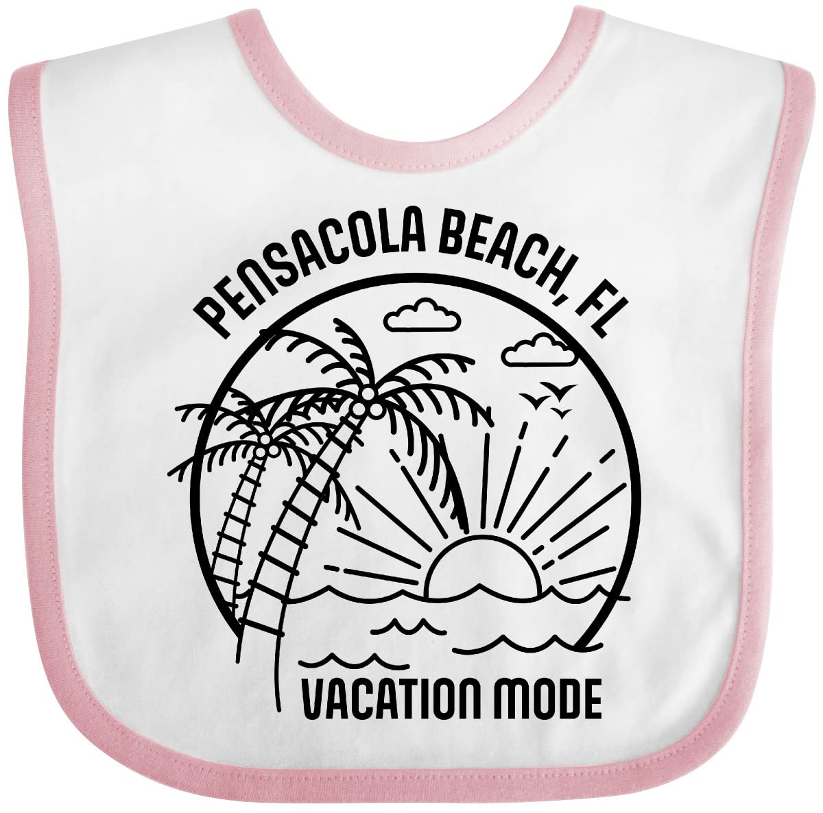 Inktastic Summer Vacation Mode Pensacola Beach Florida Baby Bib - Soft Cotton Drool Bib for Infants & Toddlers - Perfect for Beach Trips, Travel & Outdoor Adventures